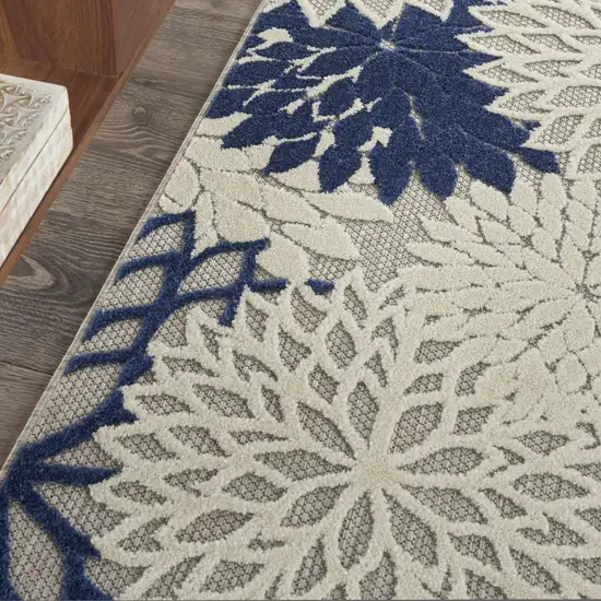 Ivory And Blue Indoor Outdoor Area Rug Photo 5
