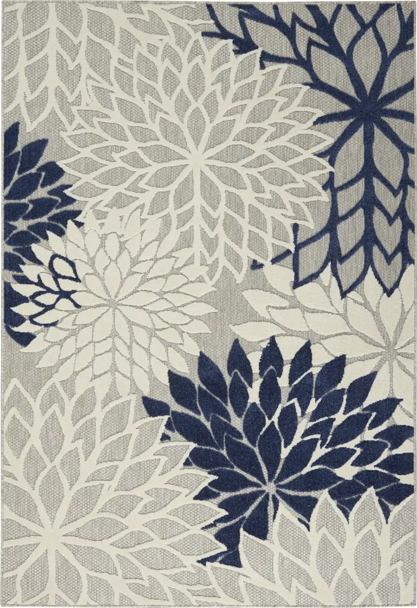 Ivory And Blue Indoor Outdoor Area Rug Photo 2