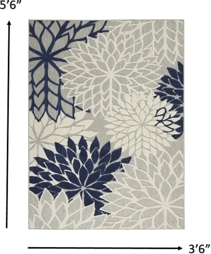 Ivory and Navy Indoor Outdoor Area Rug Photo 5