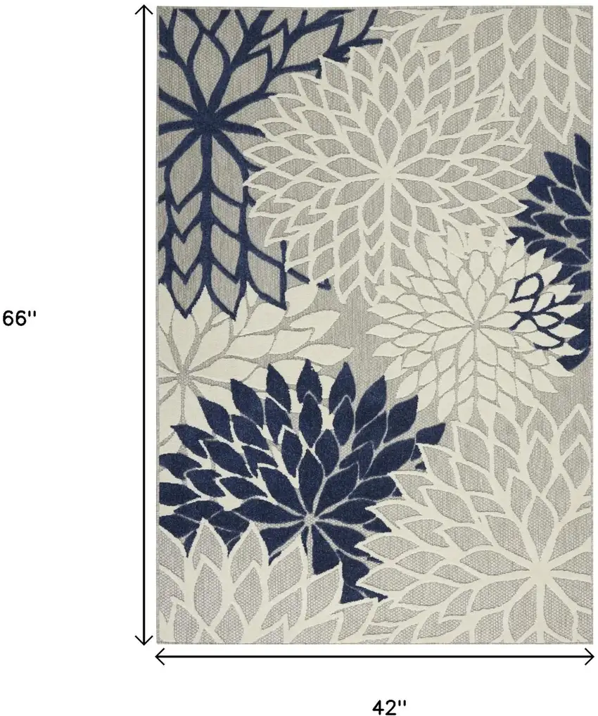 Ivory And Blue Indoor Outdoor Area Rug Photo 3