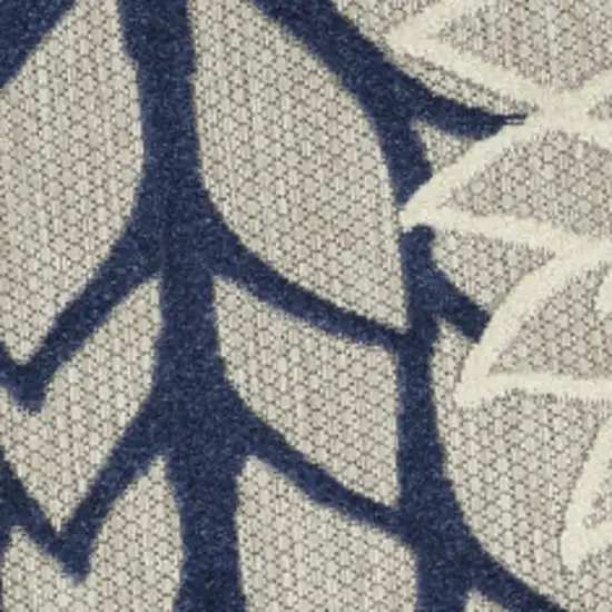 4' Ivory And Blue Round Indoor Outdoor Area Rug Photo 9