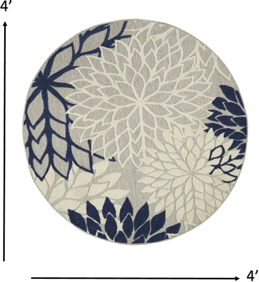 Ivory and Navy Indoor Outdoor Area Rug Photo 4