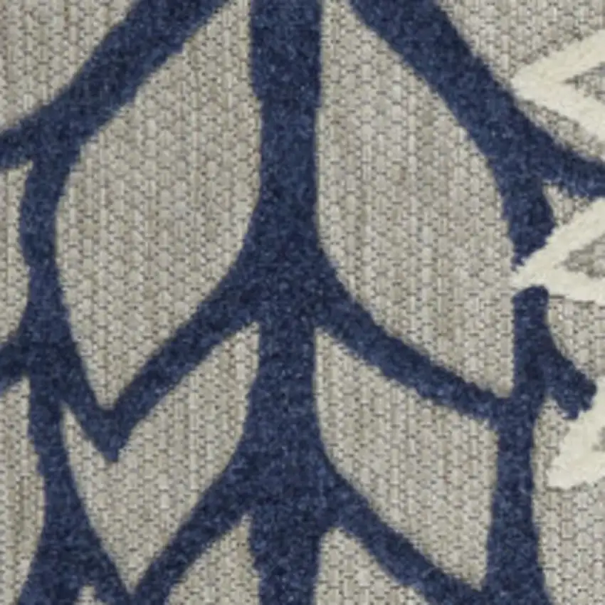 Ivory And Blue Floral Indoor Outdoor Area Rug Photo 9