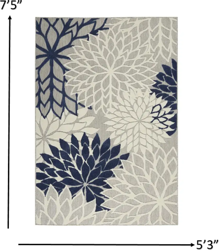 Ivory and Navy Indoor Outdoor Area Rug Photo 5