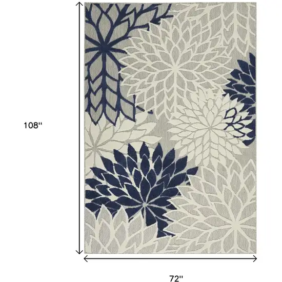 Ivory And Blue Indoor Outdoor Area Rug Photo 3