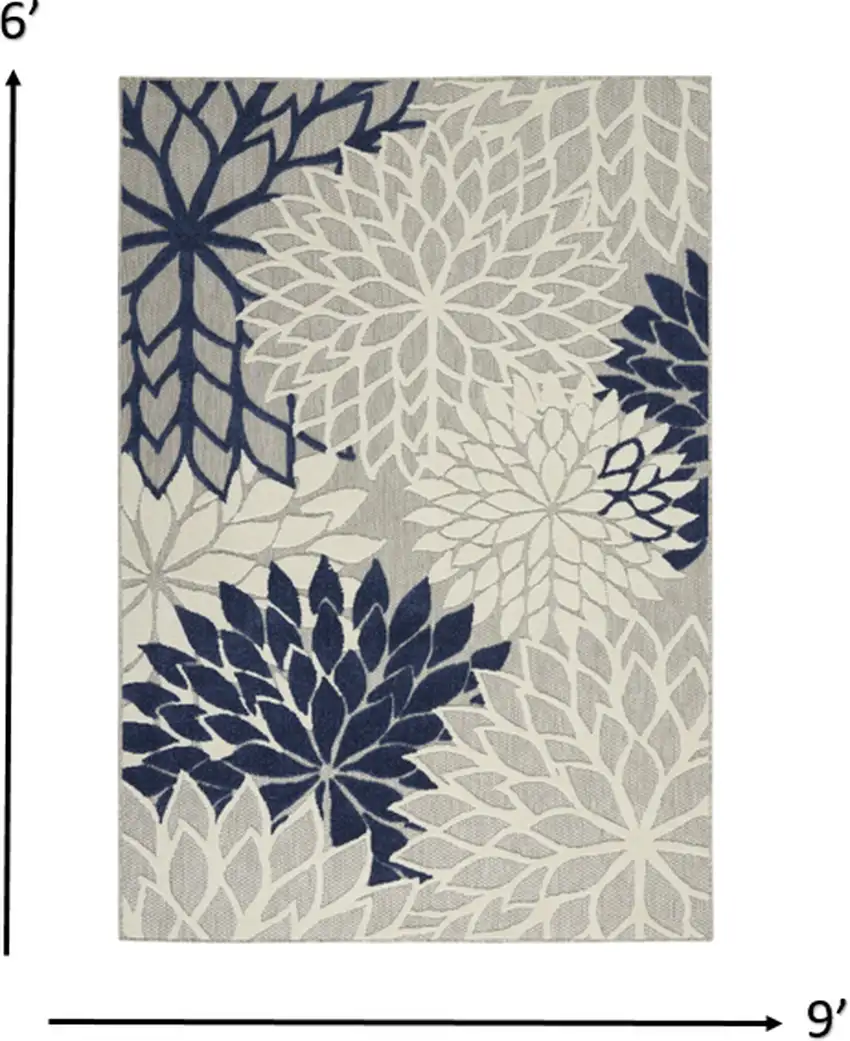 Ivory and Navy Indoor Outdoor Area Rug Photo 5