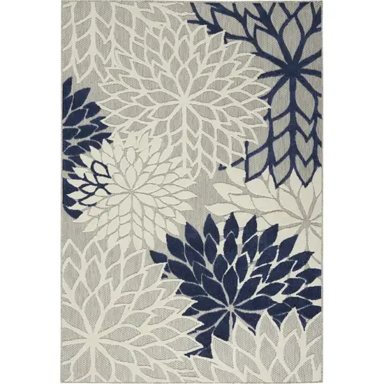 Ivory And Blue Indoor Outdoor Area Rug Photo 2