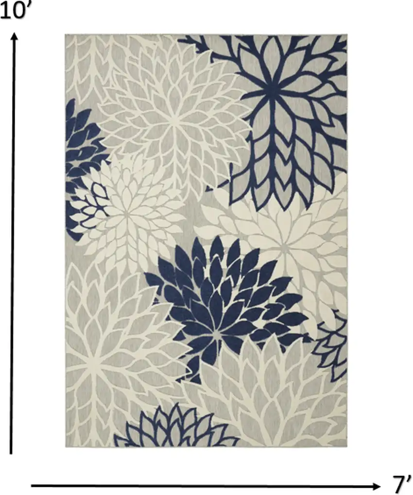 Ivory and Navy Indoor Outdoor Area Rug Photo 5