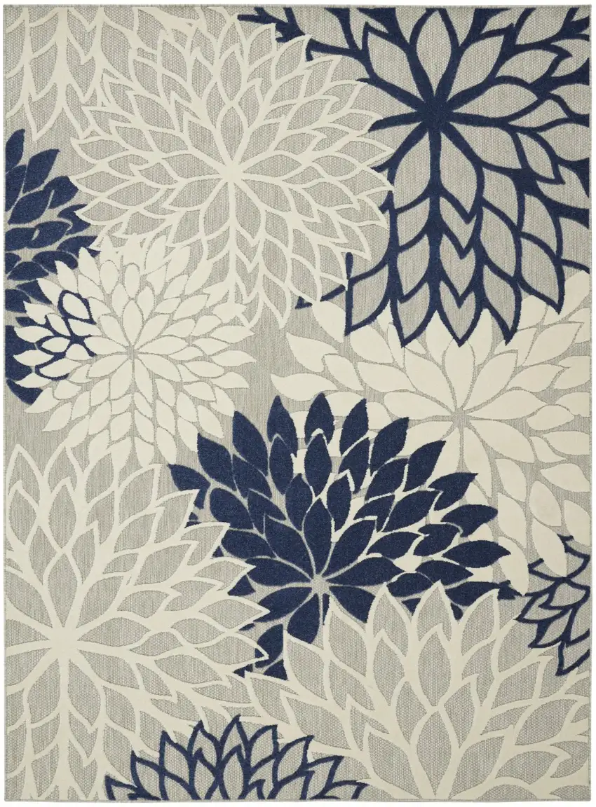 Ivory and Navy Indoor Outdoor Area Rug Photo 1