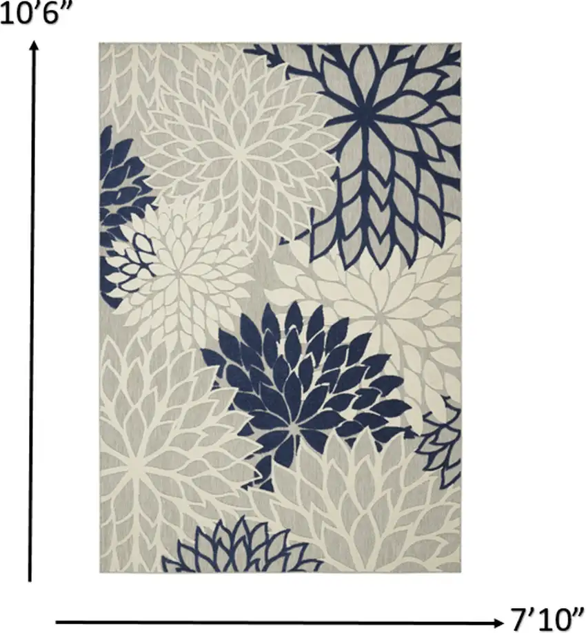 Ivory and Navy Indoor Outdoor Area Rug Photo 5