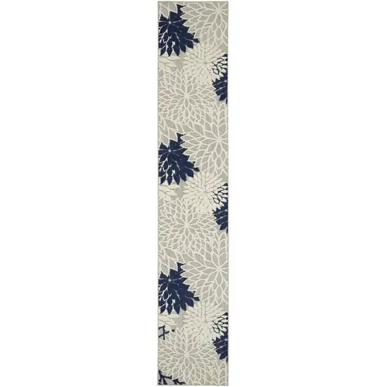 10' Ivory And Blue Indoor Outdoor Area Rug Photo 3