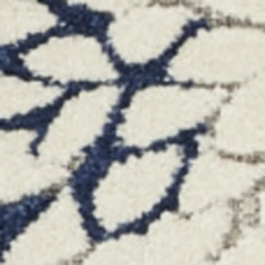 12' Ivory And Blue Indoor Outdoor Runner Rug Photo 4