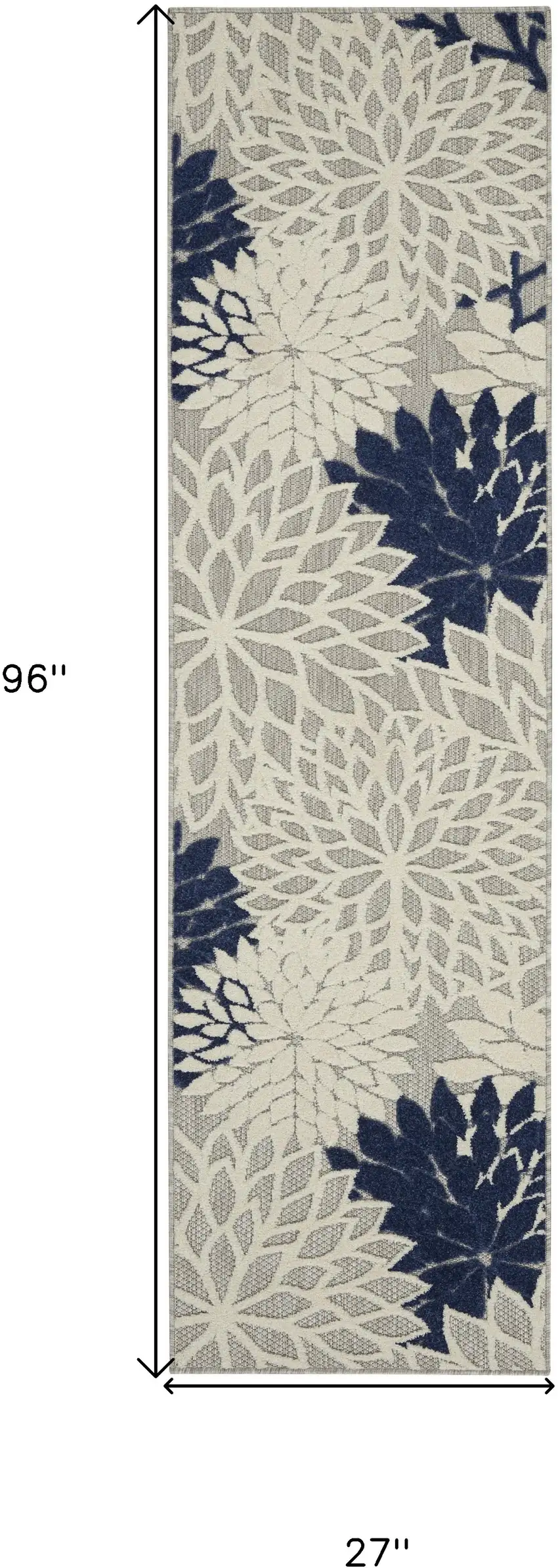 Ivory And Blue Floral Indoor Outdoor Area Rug Photo 8