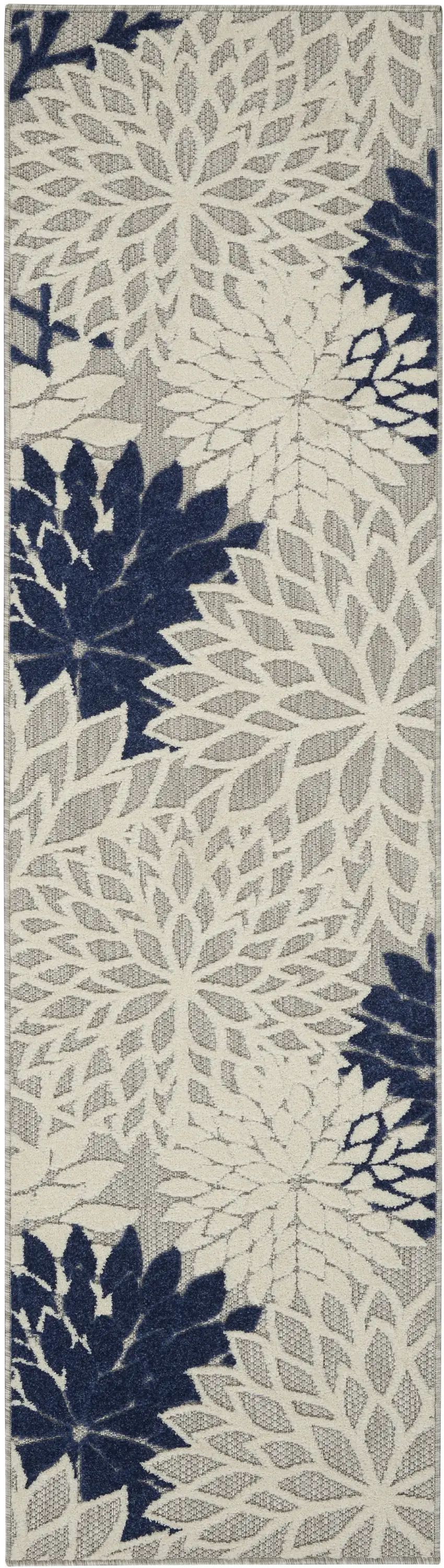 Ivory And Blue Floral Indoor Outdoor Area Rug Photo 6
