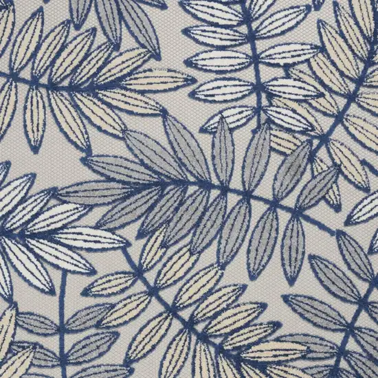 Ivory And Blue Floral Indoor Outdoor Area Rug Photo 3