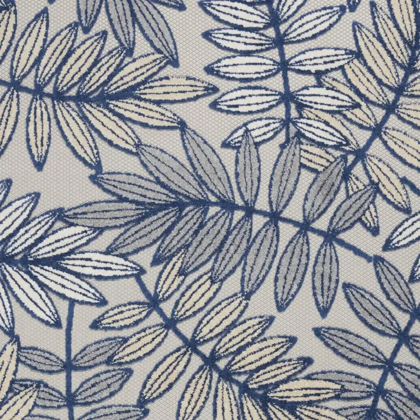 Ivory And Blue Floral Indoor Outdoor Area Rug Photo 3