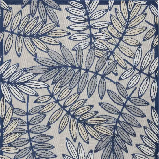 Ivory And Blue Floral Indoor Outdoor Area Rug Photo 4