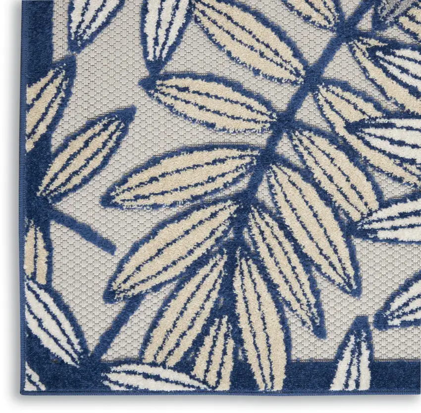 Ivory And Blue Floral Indoor Outdoor Area Rug Photo 7