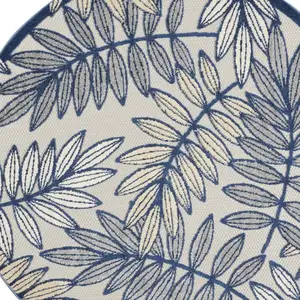 Photo of Ivory and Navy Leaves Indoor Outdoor Area Rug