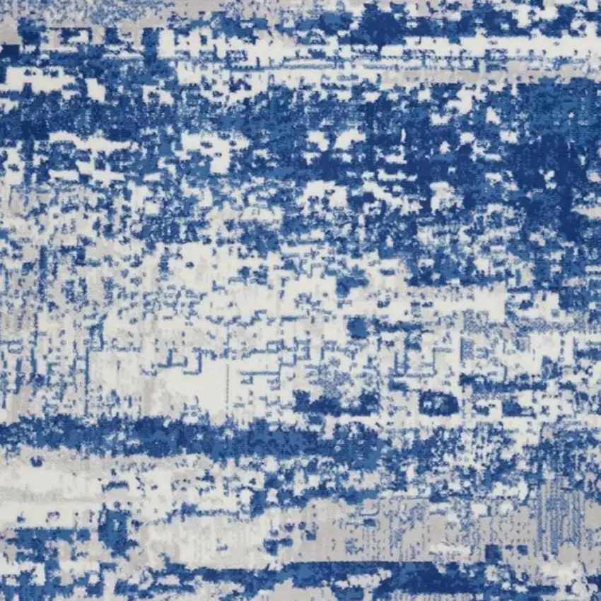 Ivory And Blue Ombre Distressed Area Rug Photo 1