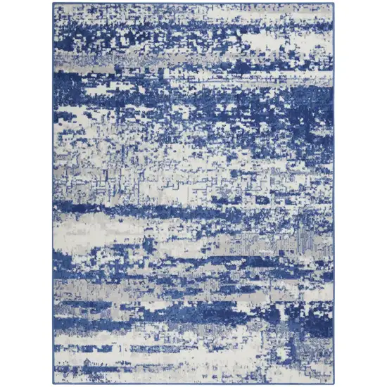 Ivory And Blue Ombre Distressed Area Rug Photo 8