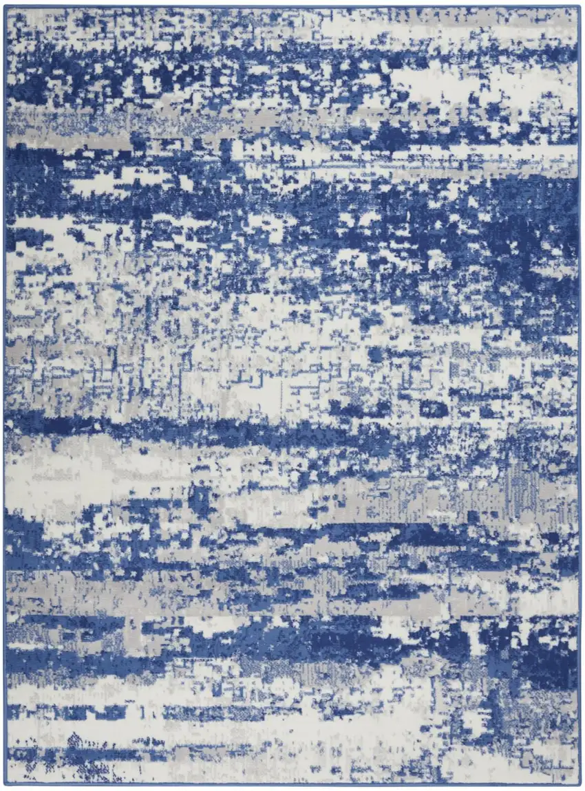 Ivory And Blue Ombre Distressed Area Rug Photo 8