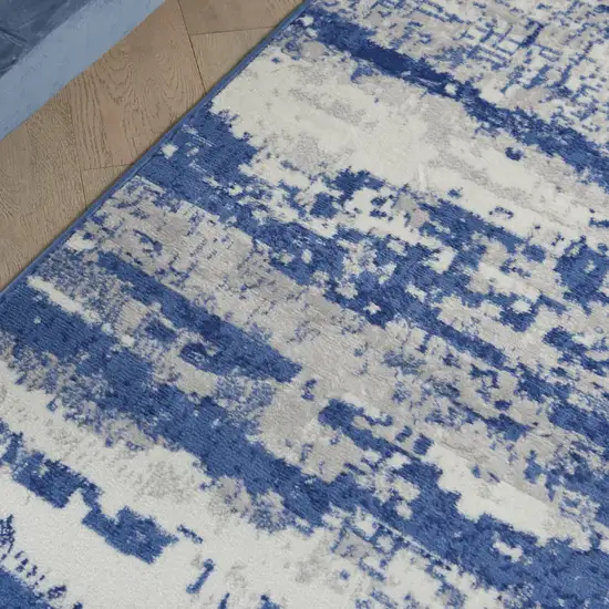 Ivory And Blue Ombre Distressed Area Rug Photo 9