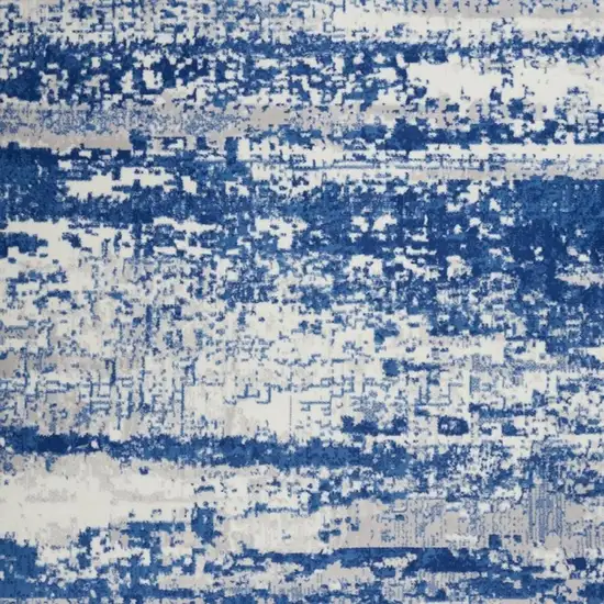 Ivory And Blue Ombre Distressed Area Rug Photo 6
