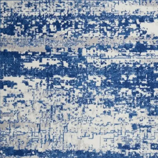 Ivory And Blue Ombre Distressed Area Rug Photo 1