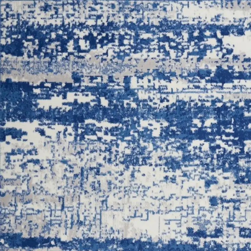 Ivory And Blue Ombre Distressed Area Rug Photo 1