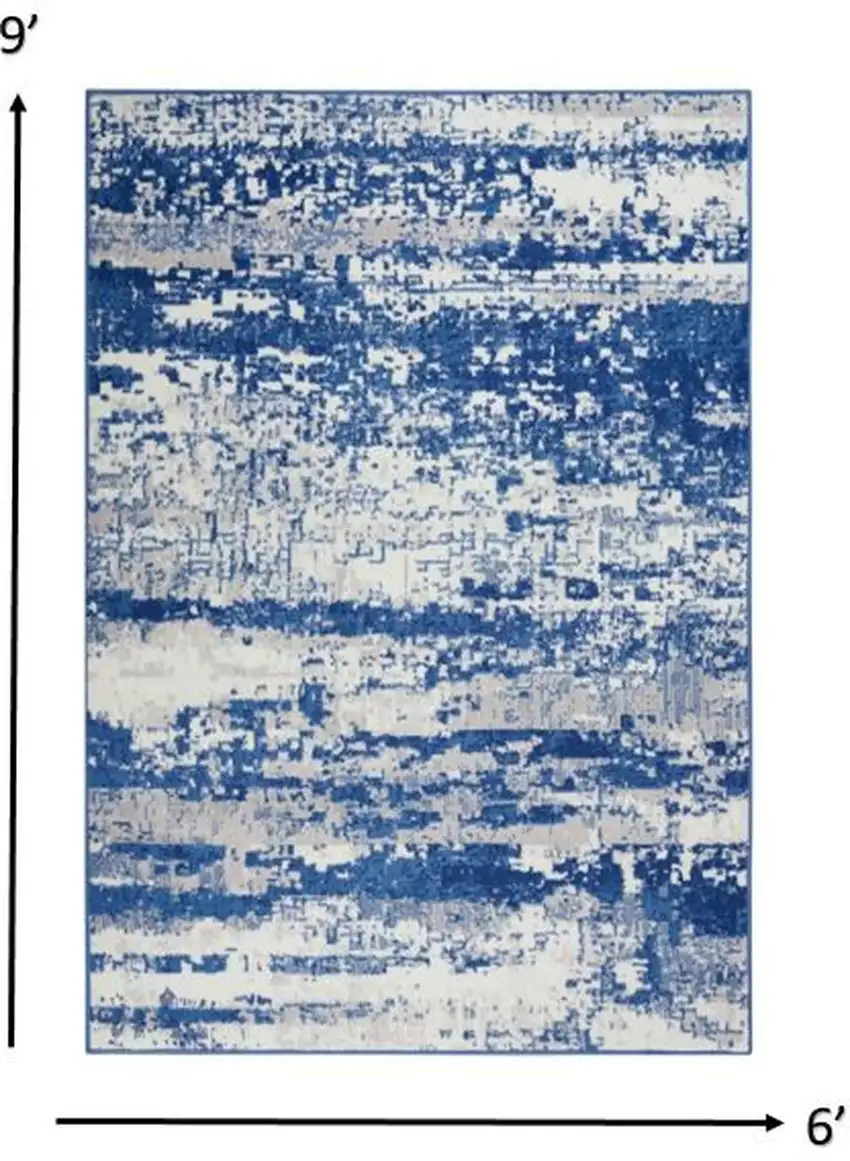 Ivory and Navy Oceanic Area Rug Photo 6