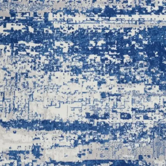 Ivory And Blue Ombre Distressed Area Rug Photo 1