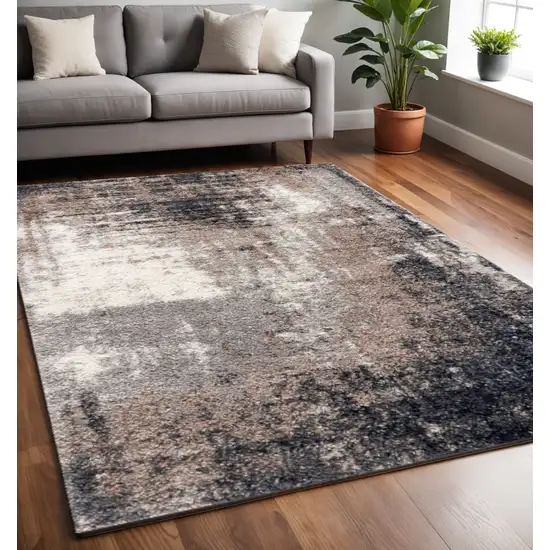 Ivory And Navy Retro Modern Area Rug Photo 1