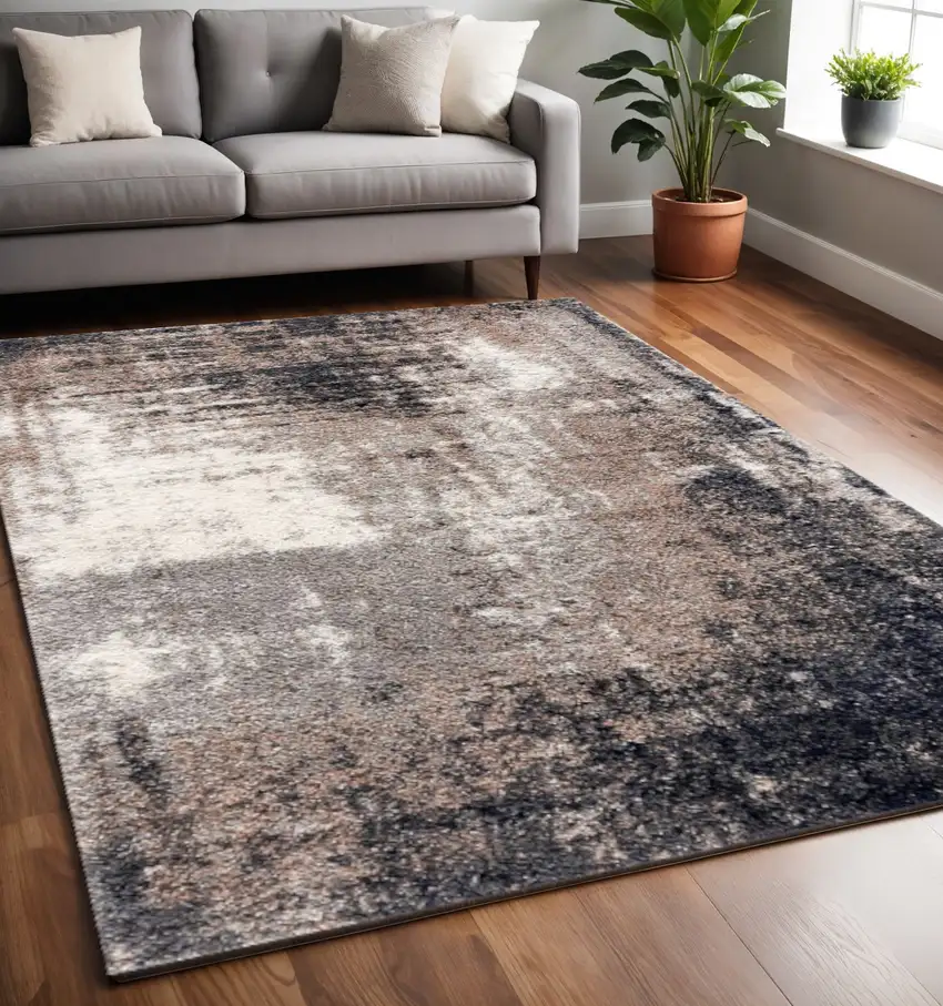 Ivory And Navy Retro Modern Area Rug Photo 1