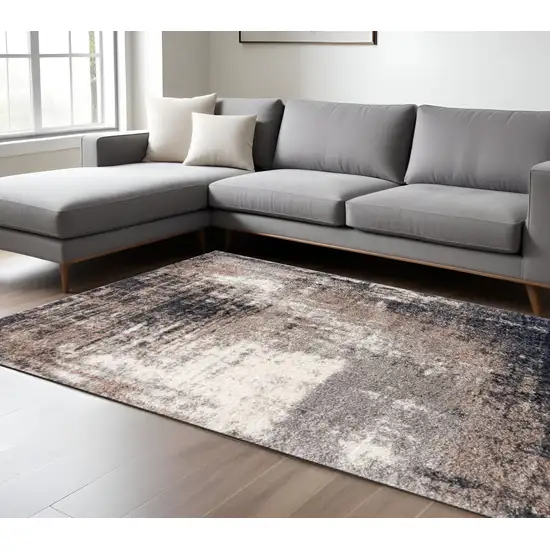 Ivory And Navy Retro Modern Area Rug Photo 1