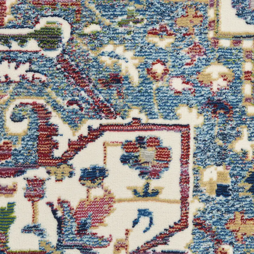 Ivory and Orange Floral Distressed Non Skid Area Rug Photo 9