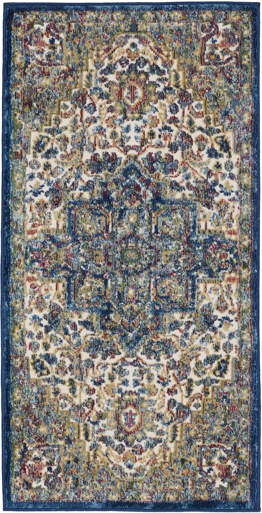 Ivory and Orange Floral Distressed Non Skid Area Rug Photo 7