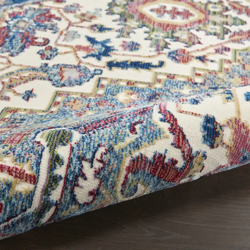 Ivory and Orange Floral Distressed Non Skid Area Rug Photo 5