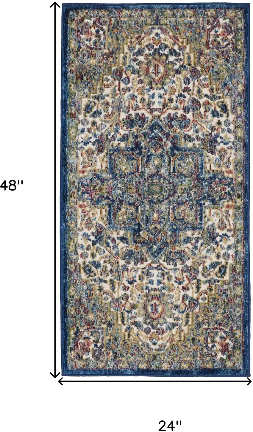 Ivory and Orange Floral Distressed Non Skid Area Rug Photo 3