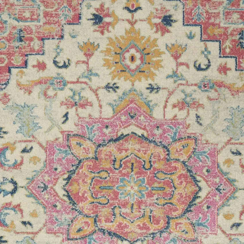 Pink And Ivory Southwestern Distressed Area Rug Photo 6