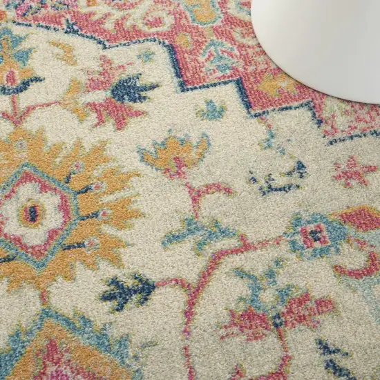 Pink And Ivory Southwestern Distressed Area Rug Photo 7