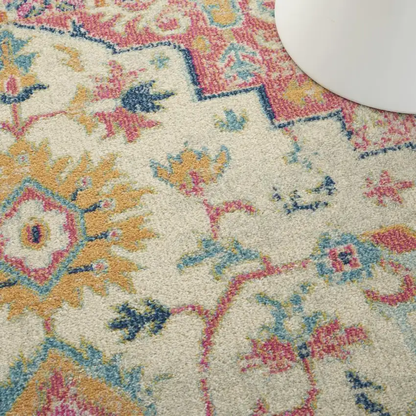 Pink And Ivory Southwestern Distressed Area Rug Photo 7