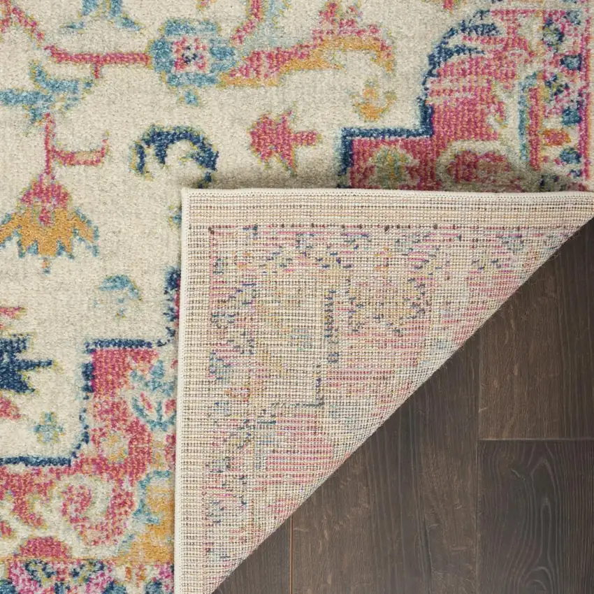 Pink And Ivory Southwestern Distressed Area Rug Photo 9