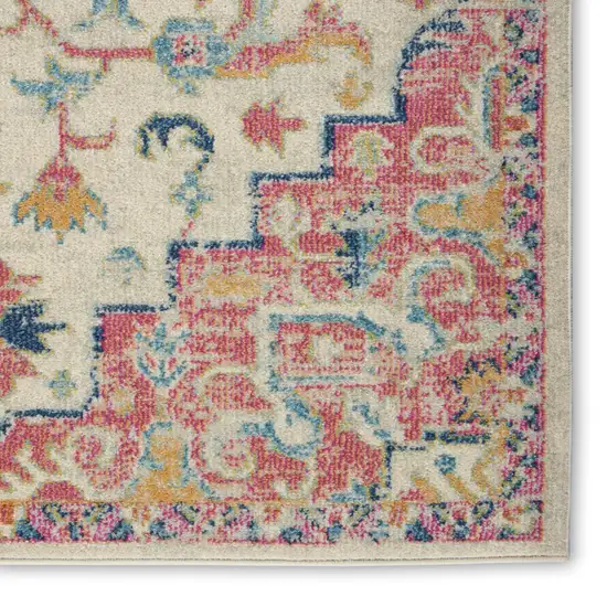 Pink And Ivory Southwestern Distressed Area Rug Photo 9