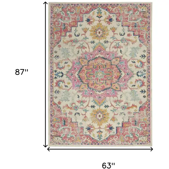 Pink And Ivory Southwestern Distressed Area Rug Photo 3