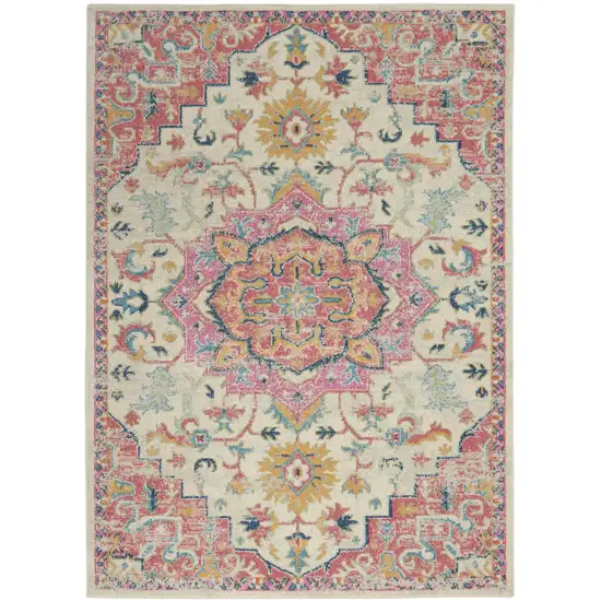 Pink And Ivory Southwestern Distressed Area Rug Photo 2
