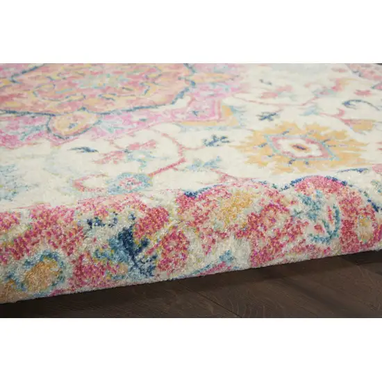 Pink And Ivory Southwestern Distressed Area Rug Photo 9