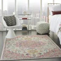Photo of Ivory and Pink Medallion Area Rug