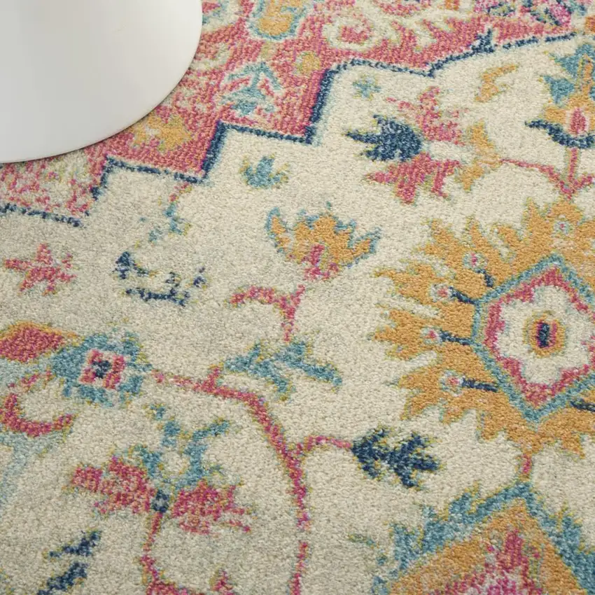 Pink And Ivory Southwestern Distressed Area Rug Photo 8