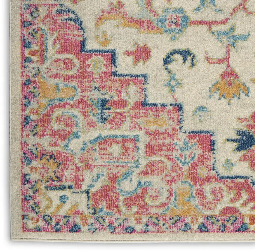 Pink And Ivory Southwestern Distressed Area Rug Photo 9